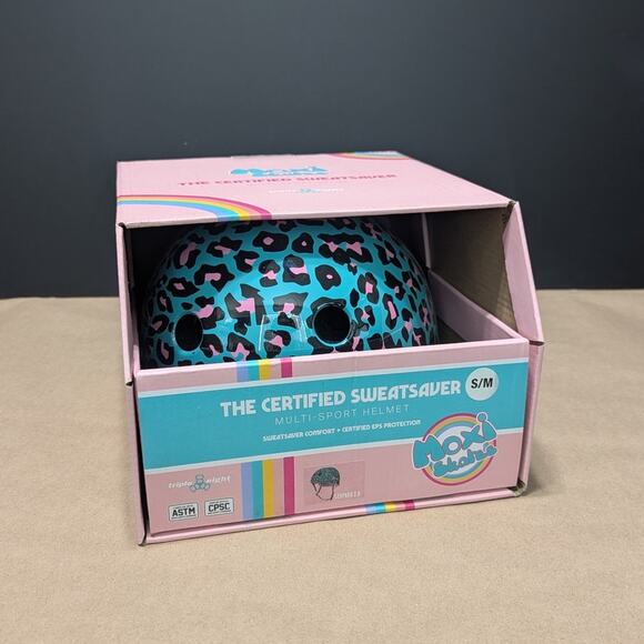 NEW Moxi Skate The Certified Sweatsaver Helmet Leopard 2.0 Small Medium S/M Blue - Picture 1 of 6
